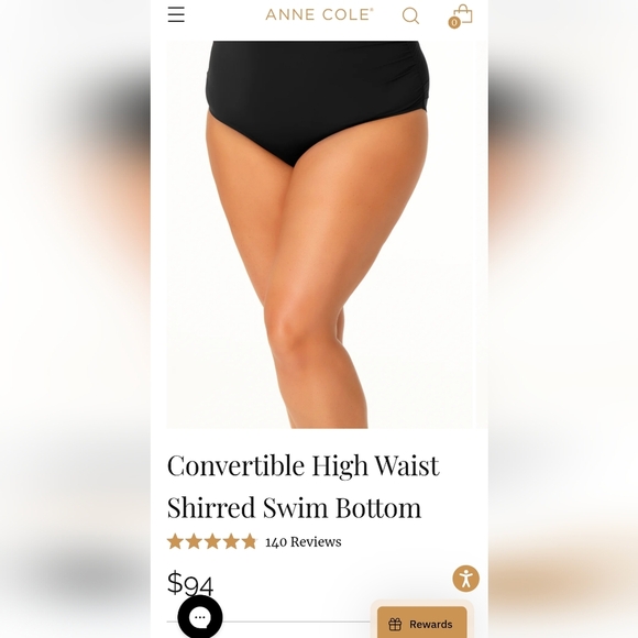 Anne Cole 3 Way Convertible Bottom (High Waist, Fold Over, and Cinched) Size 3x - Picture 11 of 11